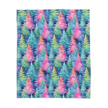 Load image into Gallery viewer, Merry & Bright Trees Sherpa Blanket