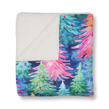 Load image into Gallery viewer, Merry & Bright Trees Sherpa Blanket