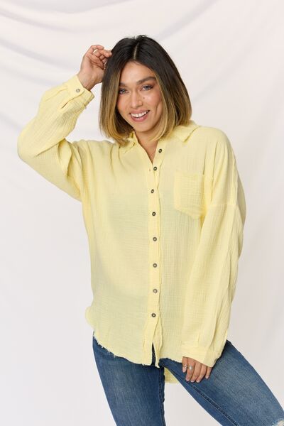 A New Day Gauze Button Down Blouse