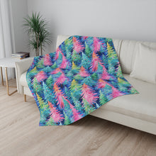 Load image into Gallery viewer, Merry &amp; Bright Trees Sherpa Blanket
