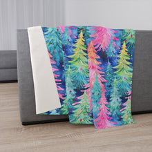 Load image into Gallery viewer, Merry &amp; Bright Trees Sherpa Blanket
