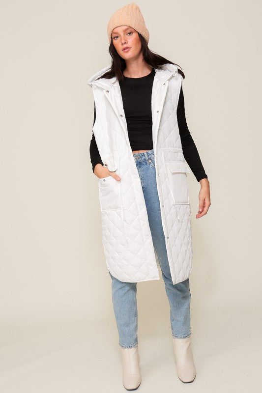 Snowed In Long Quilted Vest