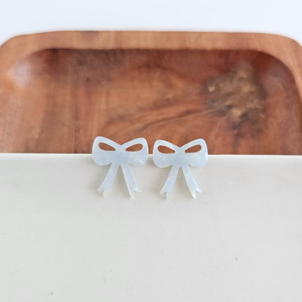 Girly Bow Studs - Light Blue