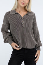 Load image into Gallery viewer, Washed Collared Henley Sweater
