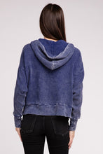 Load image into Gallery viewer, Acid Wash Cotton Waffle Hooded Zip-Up Jacket
