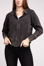 Load image into Gallery viewer, Acid Wash Cotton Waffle Hooded Zip-Up Jacket
