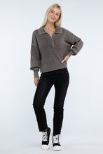 Load image into Gallery viewer, Washed Collared Henley Sweater
