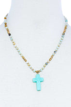 Load image into Gallery viewer, Beaded Cross Pendant Necklace
