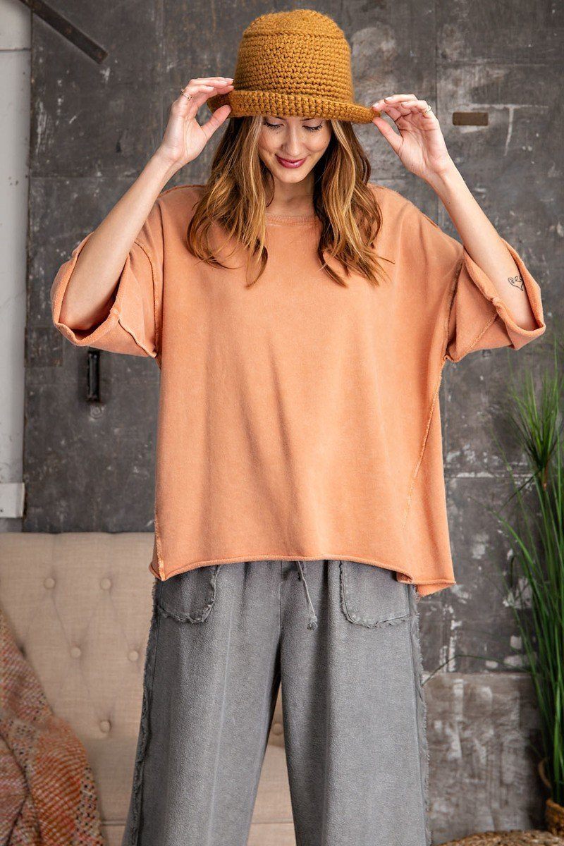 Sherbet Mineral Washed Boxy Top