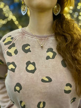 Load image into Gallery viewer, Vintage Rose Leopard Print Washed Terry Sweatshirt
